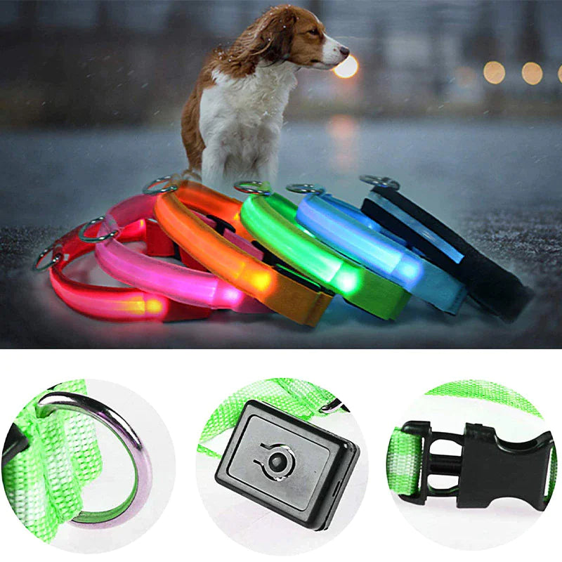 LED Glow Safety Dog Collar - Waterproof & Adjustable