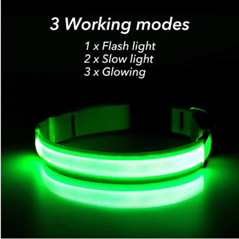 LED Glow Safety Dog Collar - Waterproof & Adjustable