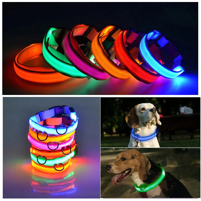 LED Glow Safety Dog Collar - Waterproof & Adjustable