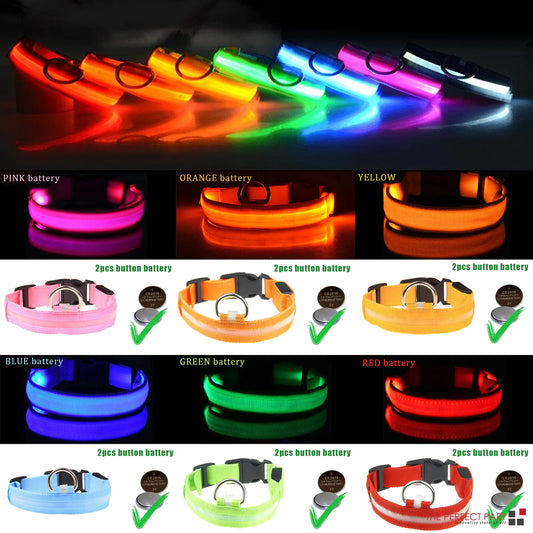 LED Glow Safety Dog Collar - Waterproof & Adjustable