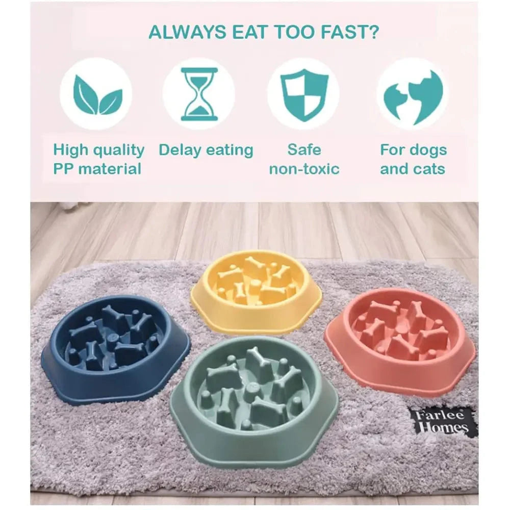Slow Feeder Pet Bowl - Bone Design | Healthy Eating | No Spill - WUOF
